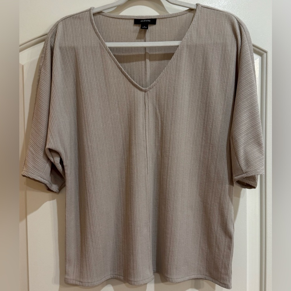Alfani Ribbed Beige Blouse